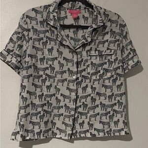 Isaac Mizrahi Black and White Animal Print Pajama Top